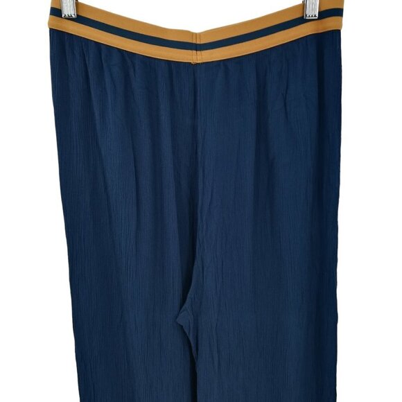 Matilda Jane Try Something New Wide Leg Crepe Crinkle Pants Size M Pull On Blue - Picture 10 of 13